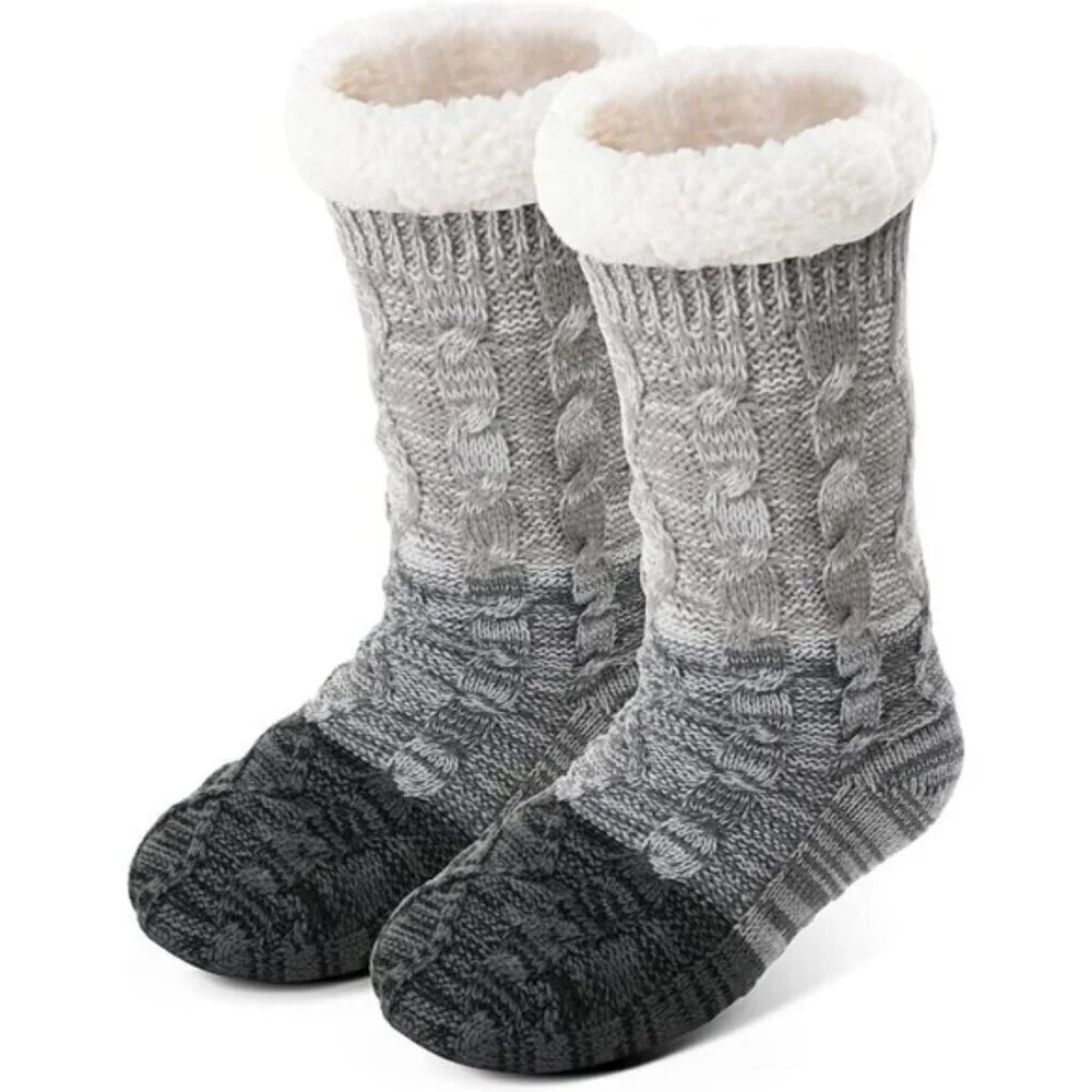 Analisa Women's Fuzzy Slipper Socks Non Slip Thick Warm Cozy Grips Size 6-9